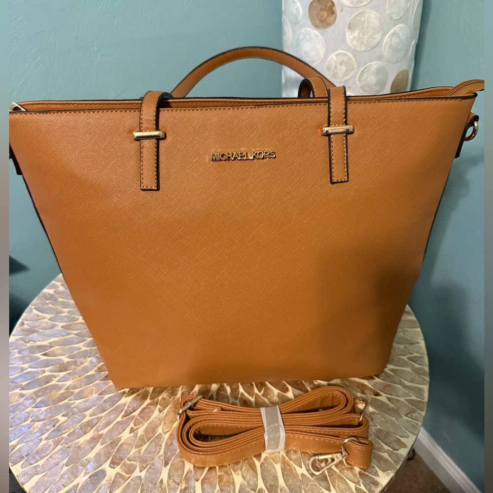 Michael Kors Acorn Jet Set Saffiano Leather Tote